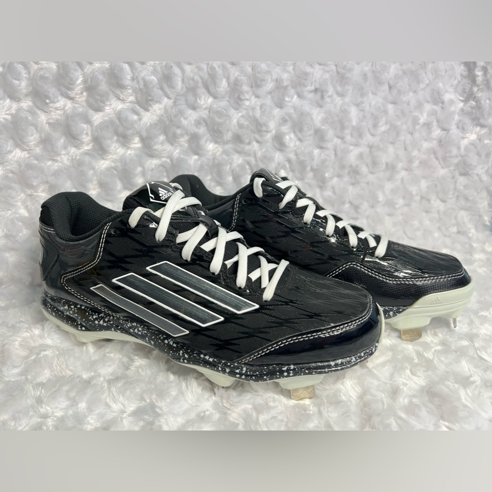 Adidas Men’s PowerAlley 2 Metal Baseball Cleats Black & Gray Size 7.5